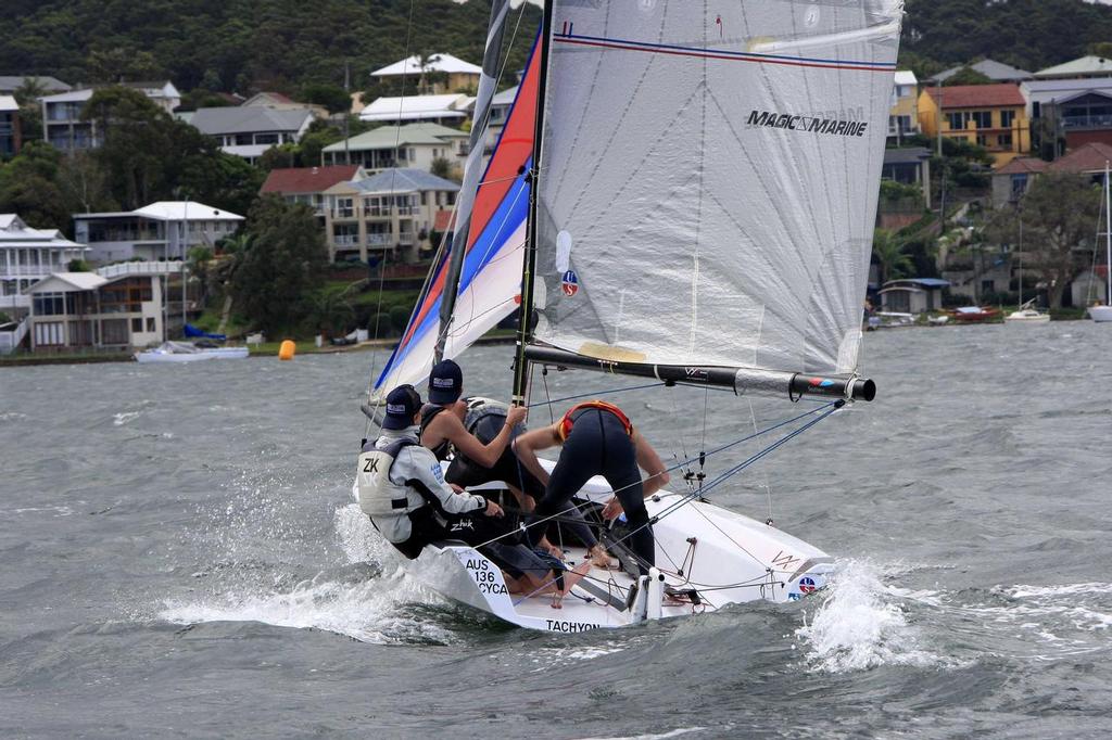 VX1 in race 1 of the 2014 SLAM Combined High Schools Sailing Champs. © Chris Munro